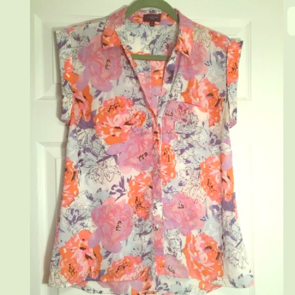 THE LIMITED Ashton Blouse Floral Print Button Down